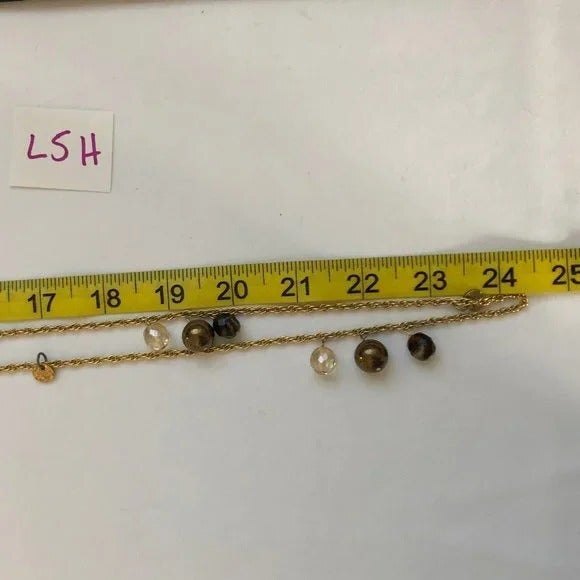 Long Gold Tone Bead Statement Necklace - Picture 6 of 7